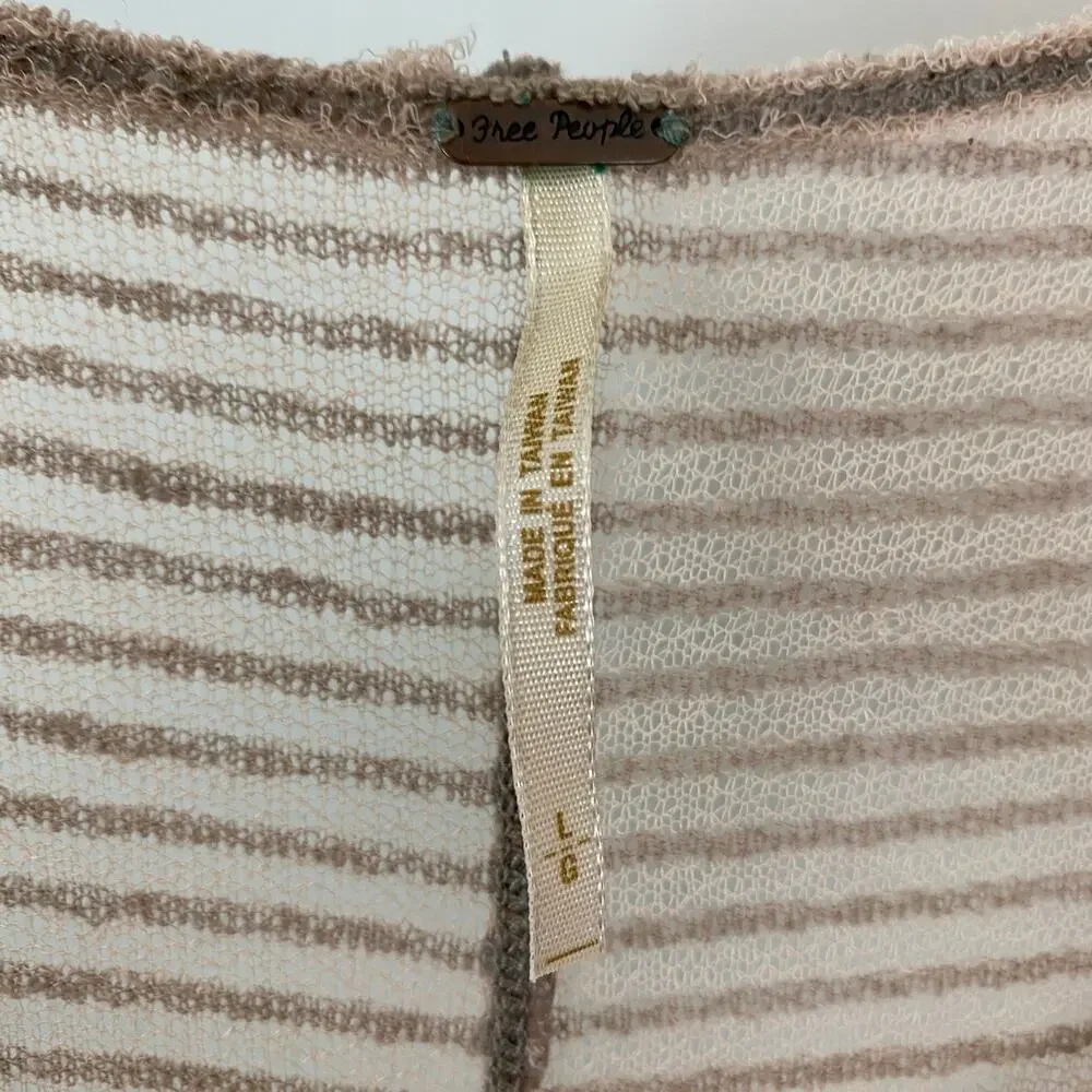 Free People Striped Burnout Top - Sand - Size Large